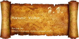 Hanusz Vidor névjegykártya